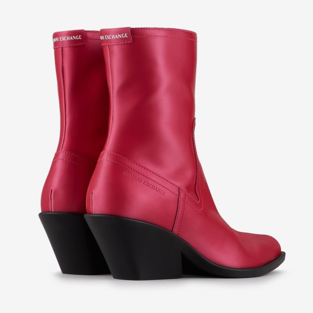 Armani Exchange red western style booties